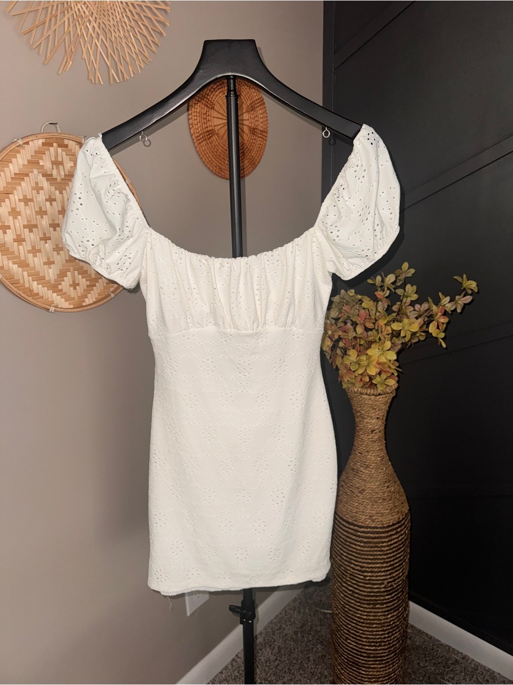WINDSOR white eyelet mini dress cottagecore feminin dinner bachelorette summer